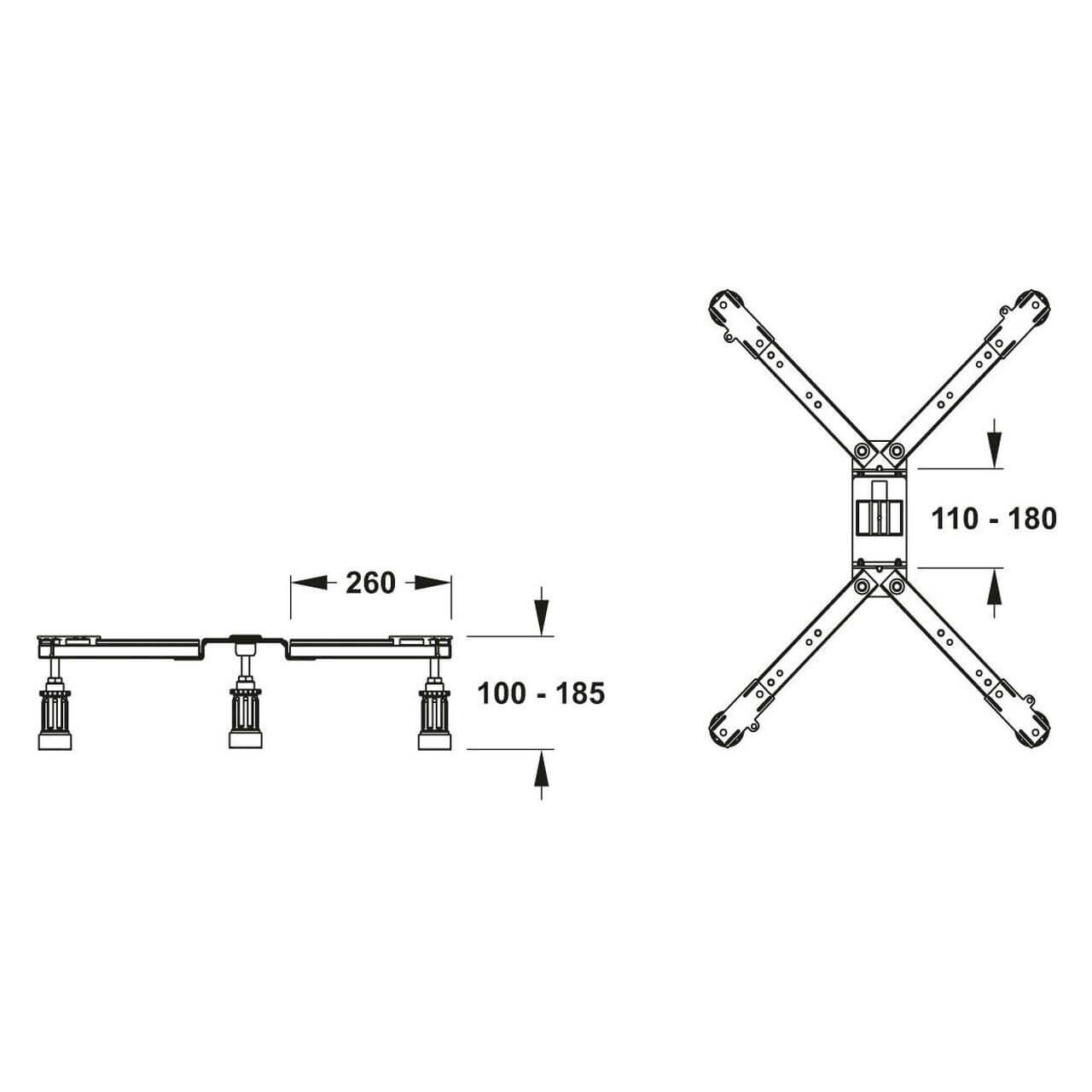 Mepa Duschwannenfuß BW-5 Maxi für Rechteck-, 5-Eck- und Kreis-Duschwannen (150130)