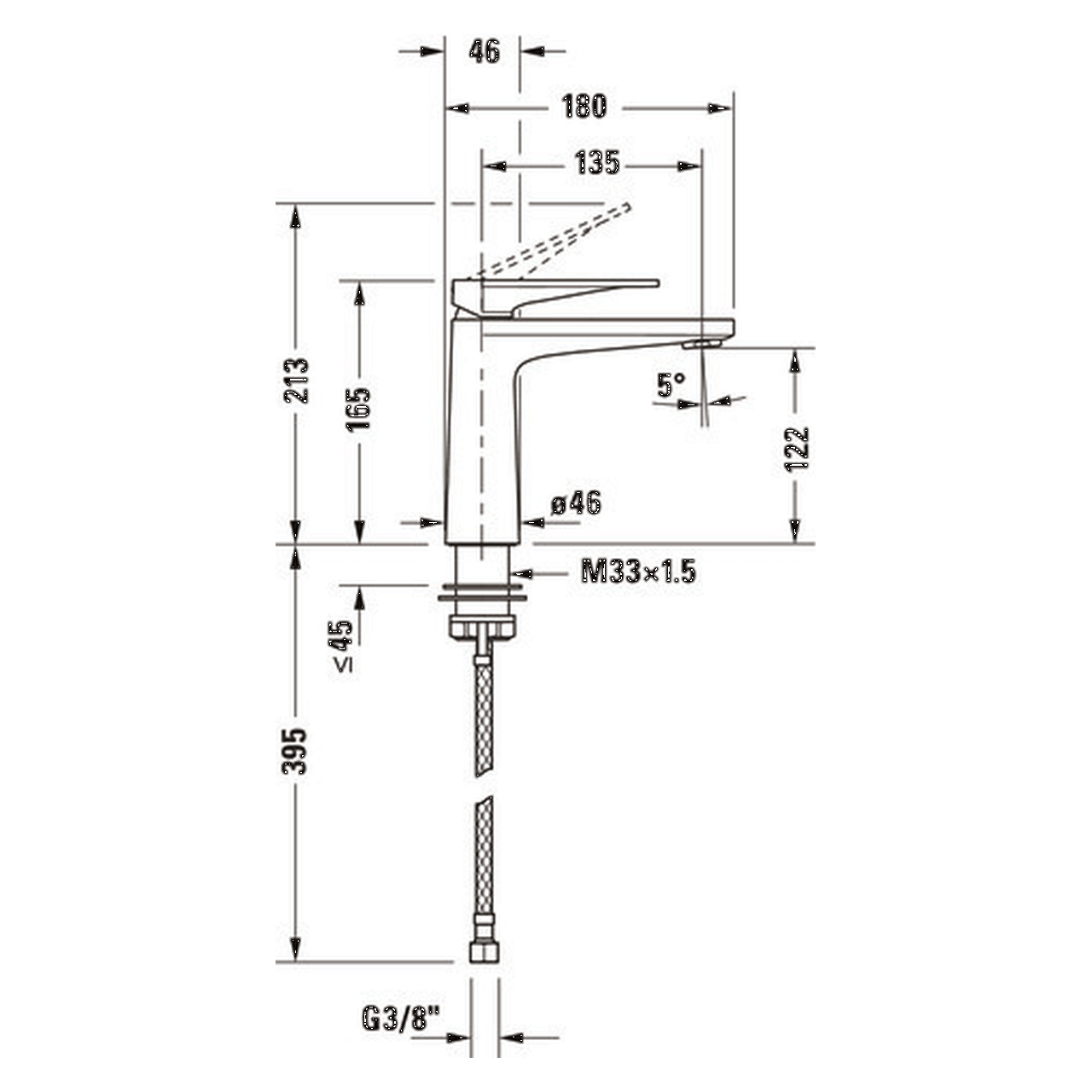 Duravit Waschtischarmatur Tulum M Schwarz Matt 135 mm Ausladung (TU1020002046)