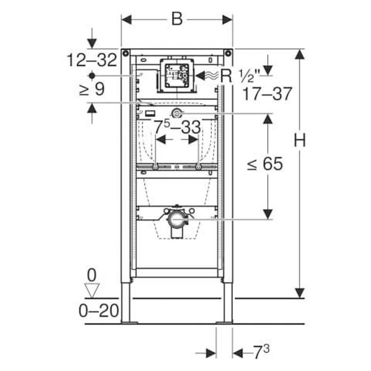 Geberit Urinalelement Duofix 112–130 cm Universell für Trockenbau (111616001)