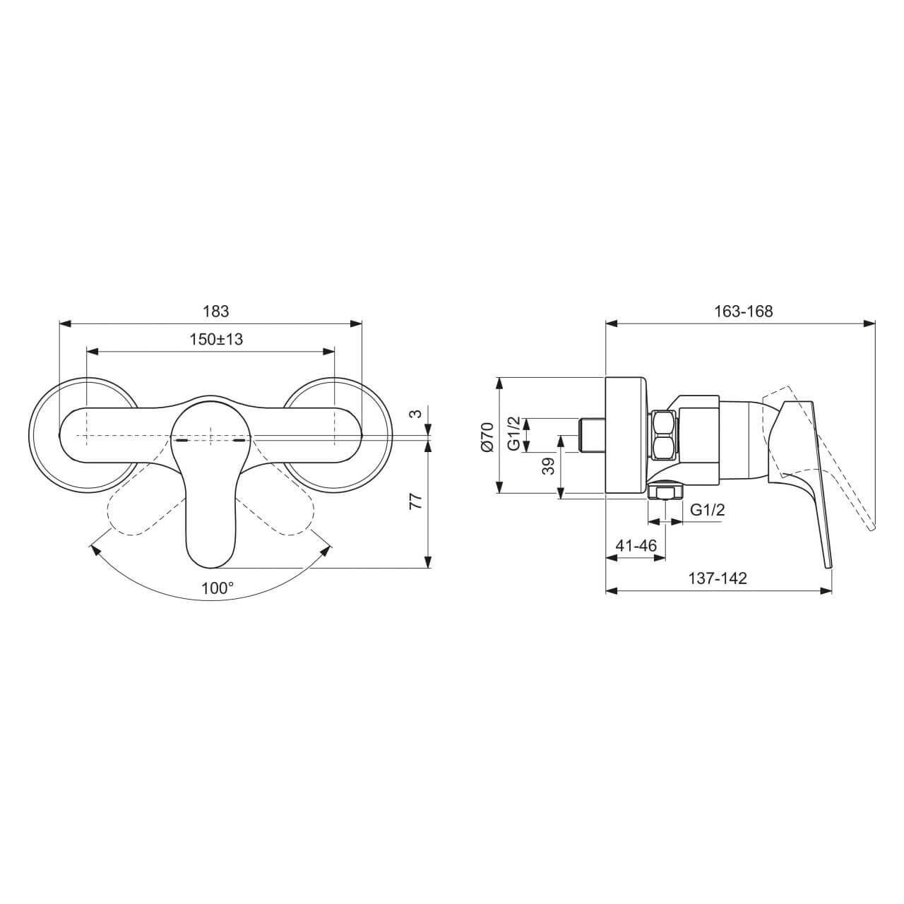 Ideal Standard Brausearmatur Cerabase Chrom (BC842AA)