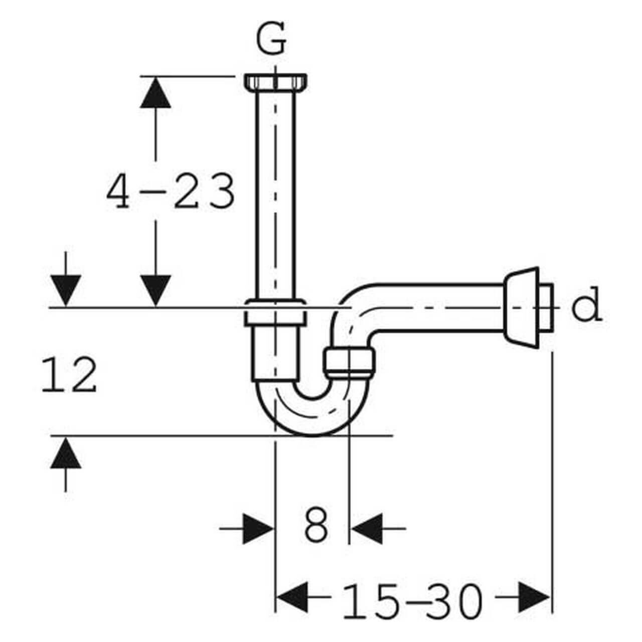 Geberit Rohrbogen G1 1/2 x 50 mm horizontal für Spülbecken Weiß (152741111)