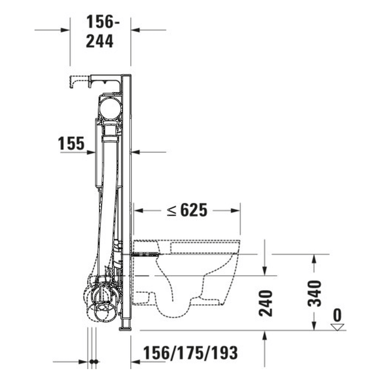 Duravit WC-Element DuraSystem 50x114,8 cm Geruchsabsaugung, Hygienespülung vormontiert (WD1014000000)