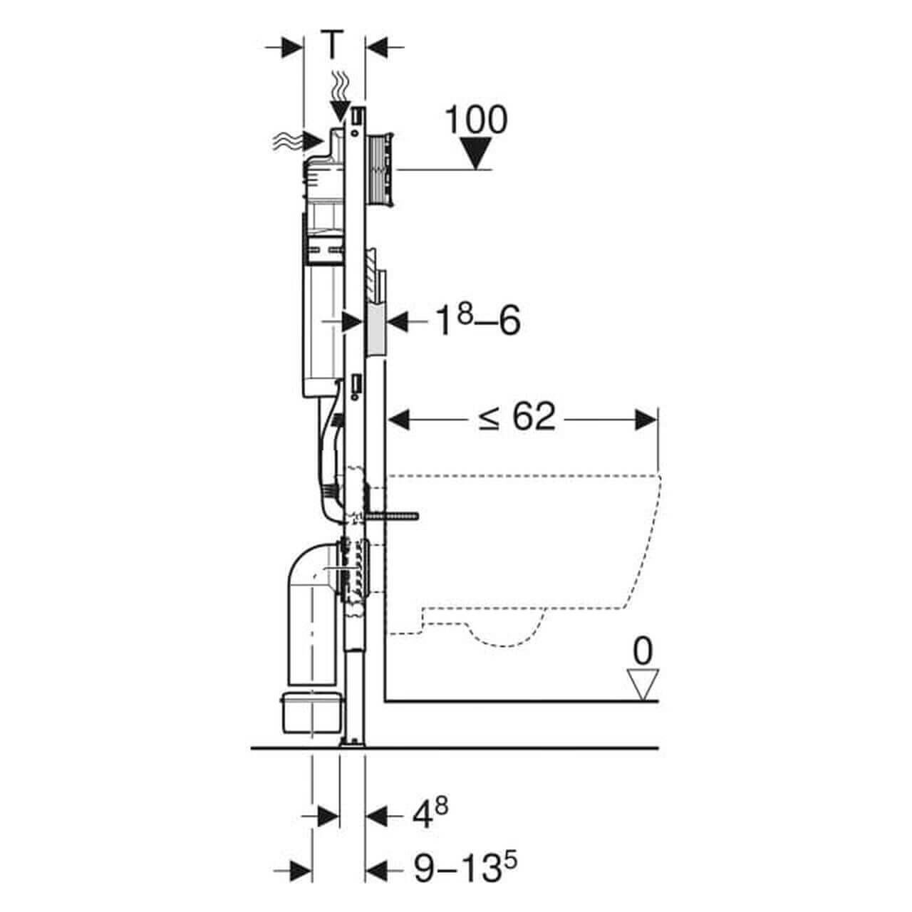 Geberit Wand-WC-Element Duofix BH 112 cm mit UP-Spülkasten 12 cm (111300005)