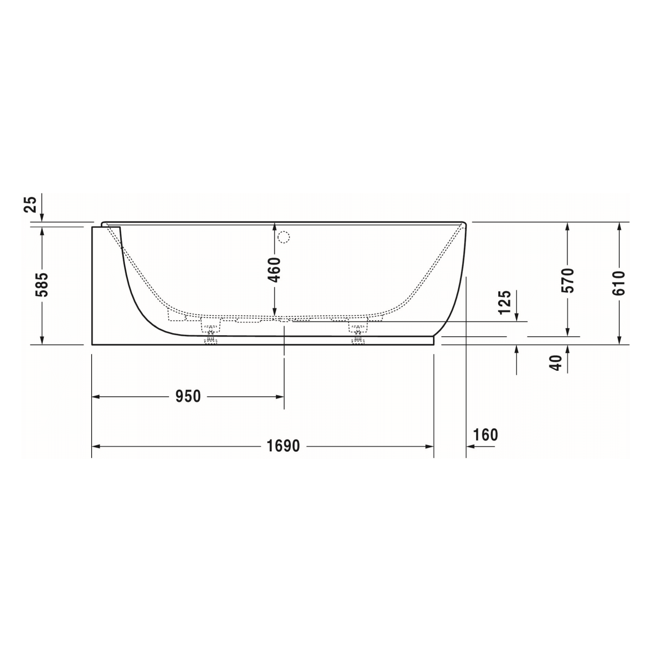 Duravit Oval-Badewanne Luv 185x95 cm matt Weiß, links (700431000000000)