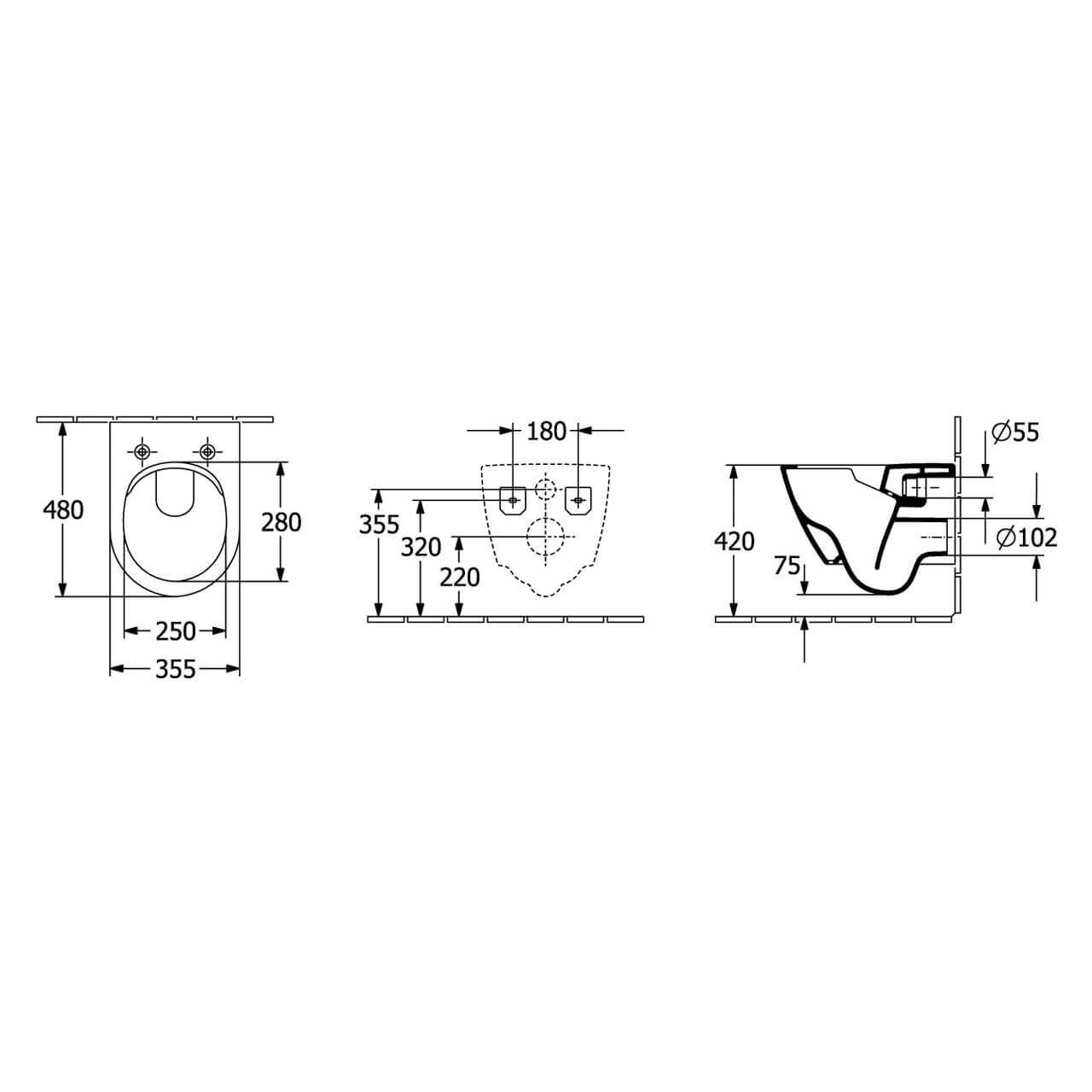 Villeroy & Boch Wand-Tiefspül-WC Subway 2.0 Compact DirectFlush Weiß (5606R001)