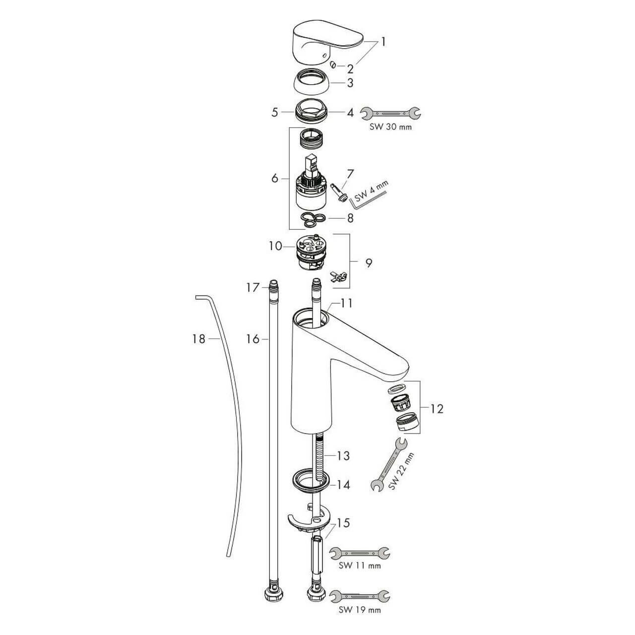 Hansgrohe Waschtischarmatur Focus Chrom 119 mm (31607000)