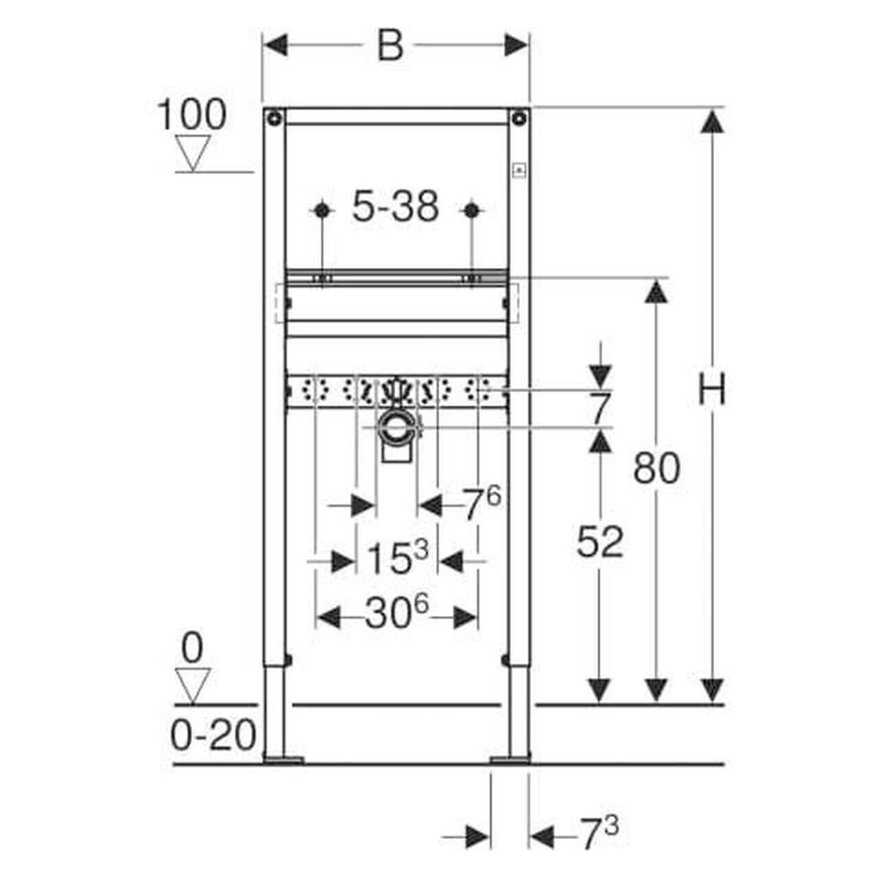 Geberit Waschtischelement Duofix BH 112 cm für Standarmatur Trockenbau (111430001)