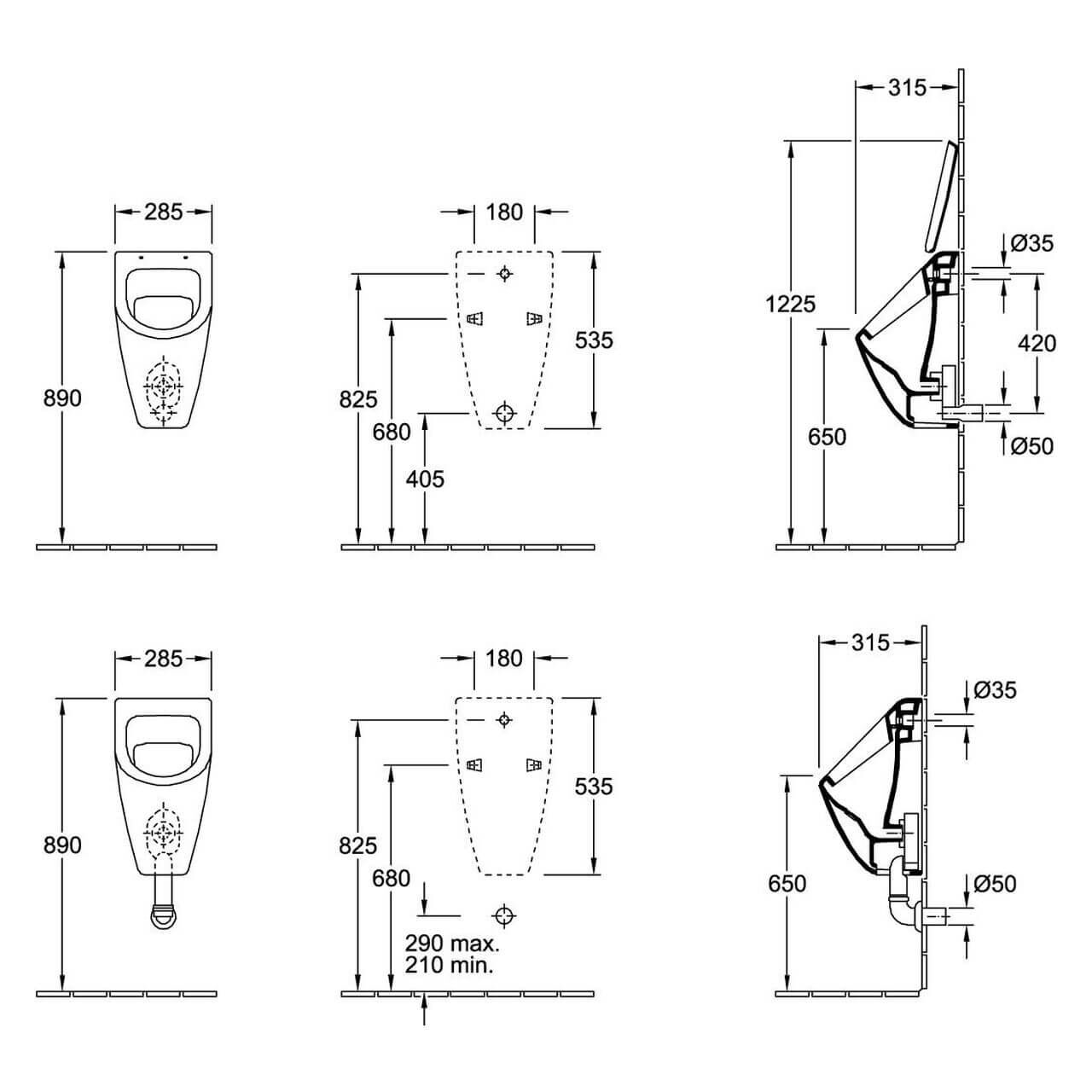 Villeroy & Boch Urinal Subway Absaugurinal Weiß C-Plus (751301R1)