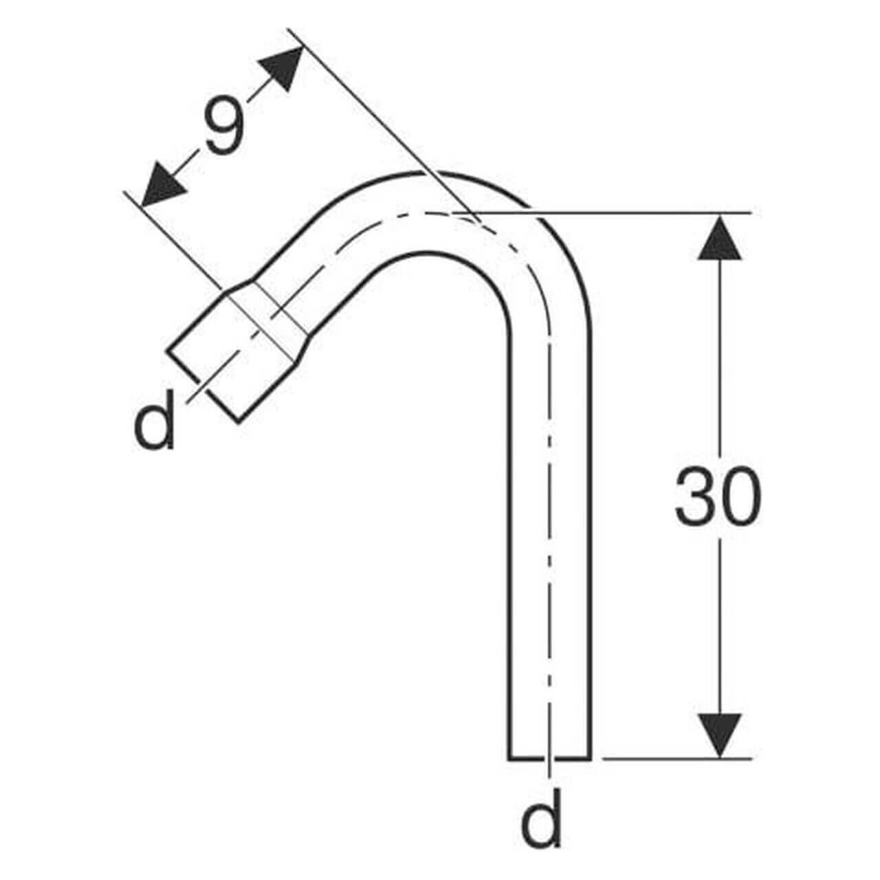Geberit Spülbogenverlängerung 44 mm, 135°, 30x9 cm, mit Steckmuffe Weiß (118021111)