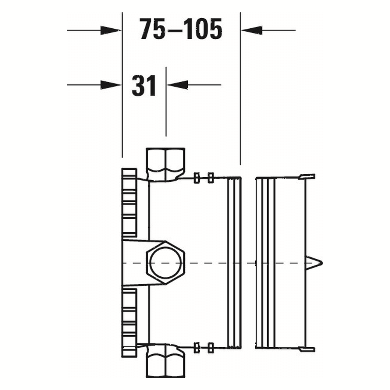 Duravit Grundkörper Bluebox 1/2" ohne Vorabsperrung 75–105 mm (GK0900000000)