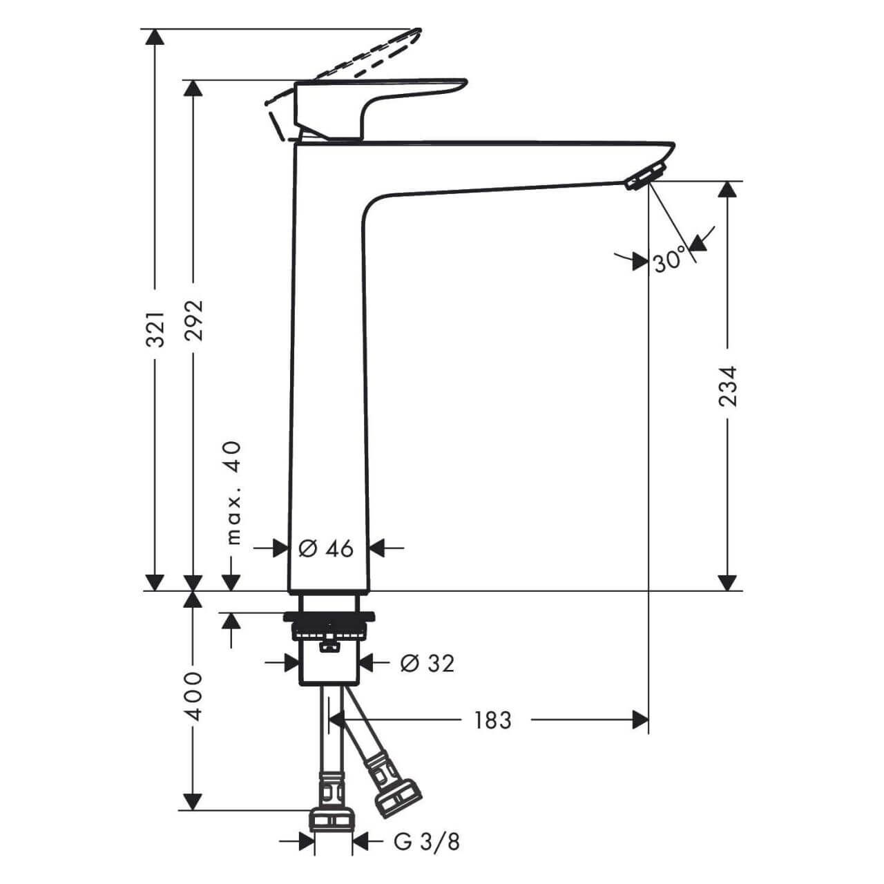 Hansgrohe Waschtischarmatur Talis E 240 Matt Schwarz (71717670)