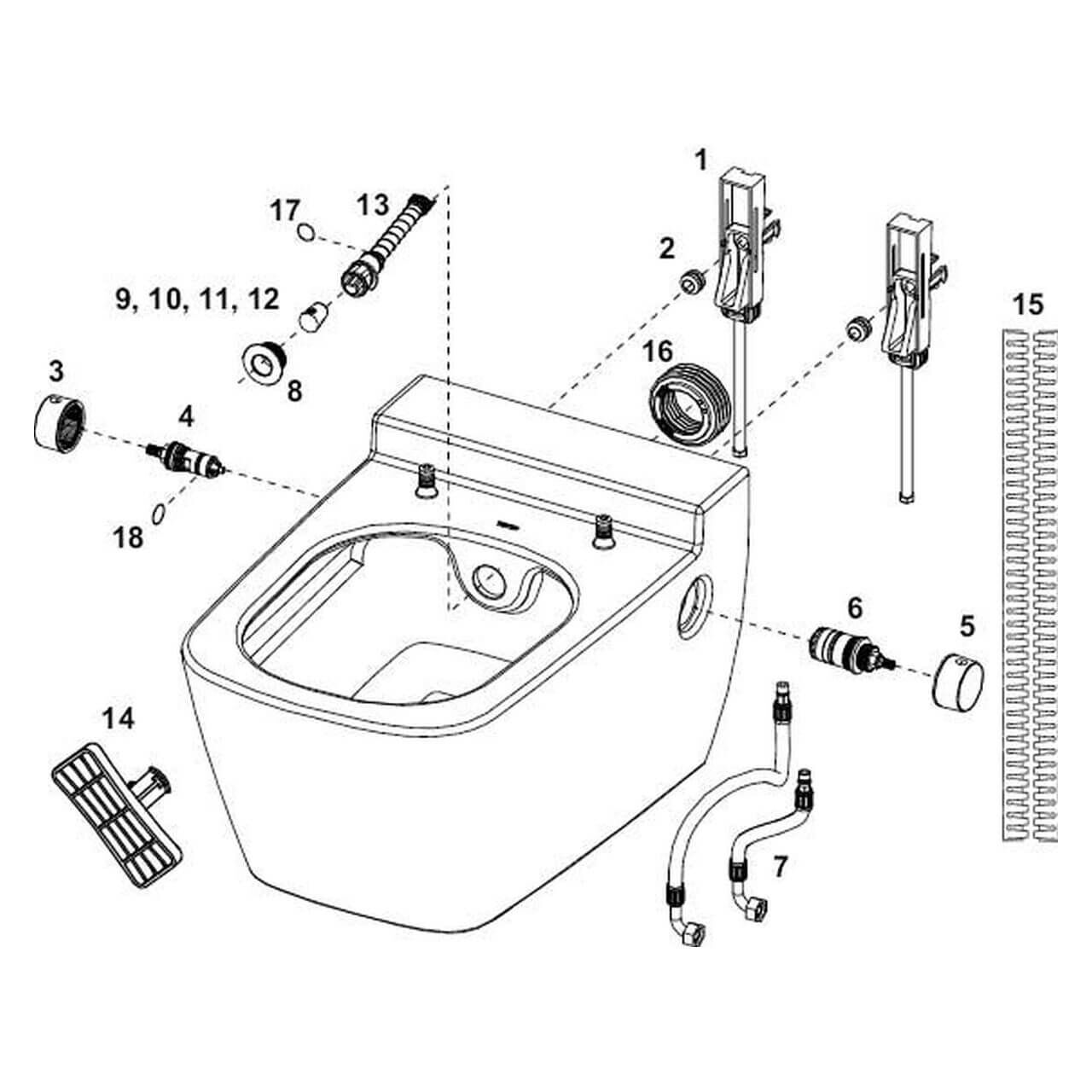 Tece Wand-WC Teceone mit Duschfunktion Weiß Spülrandlos (9700200)