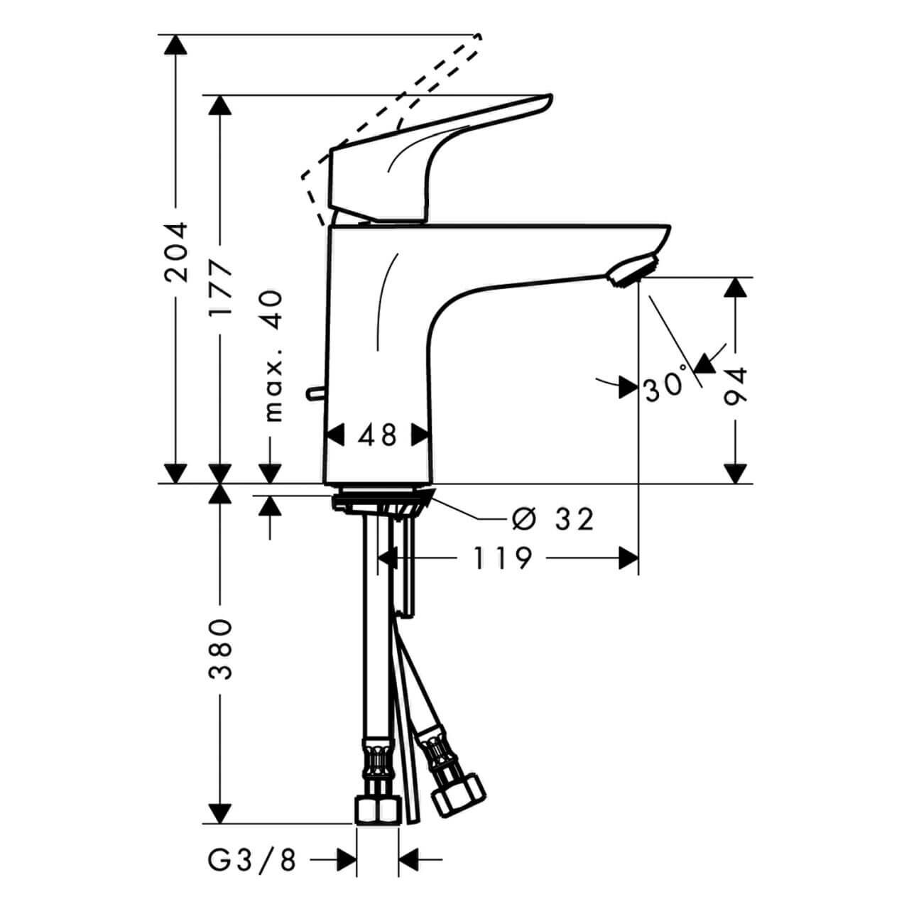 Hansgrohe Waschtischarmatur Focus Chrom 119 mm (31607000)