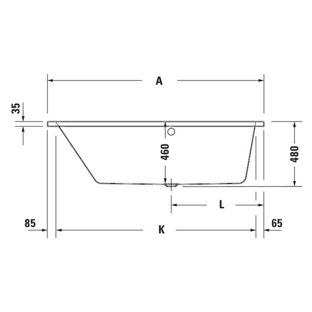 Duravit Trapez-Badewanne No.1 170x100 cm Weiß links (700508000000000)