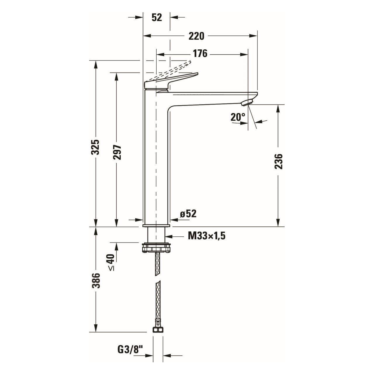 Duravit Waschtischarmatur XL Wave Chrom 176 mm Ausladung (WA1040002010)