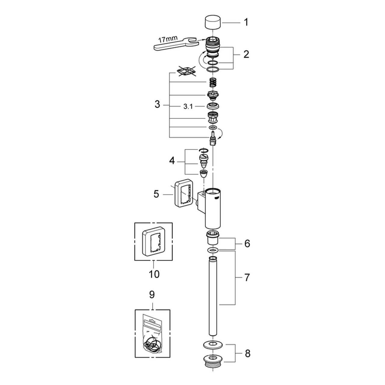 Grohe Urinal-Druckspüler Rondo 1/2" Chrom (37339000)