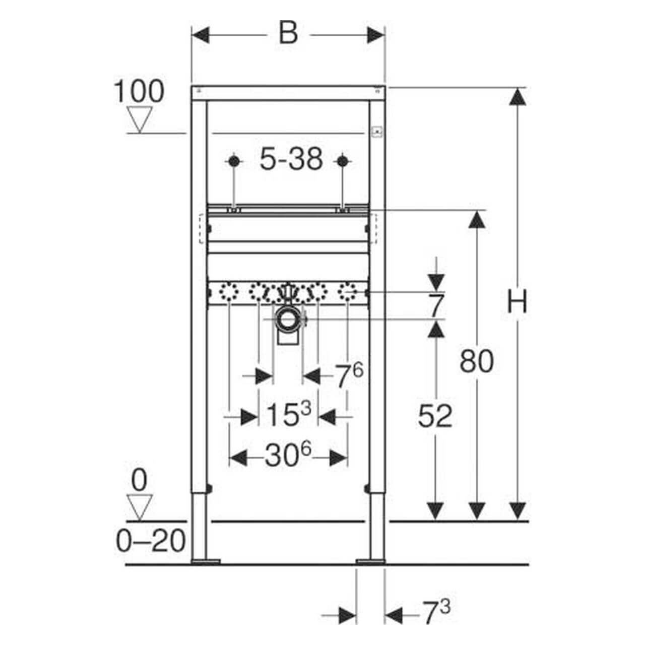 Geberit Waschtischelement Duofix Basic BH 112 cm (458404001)