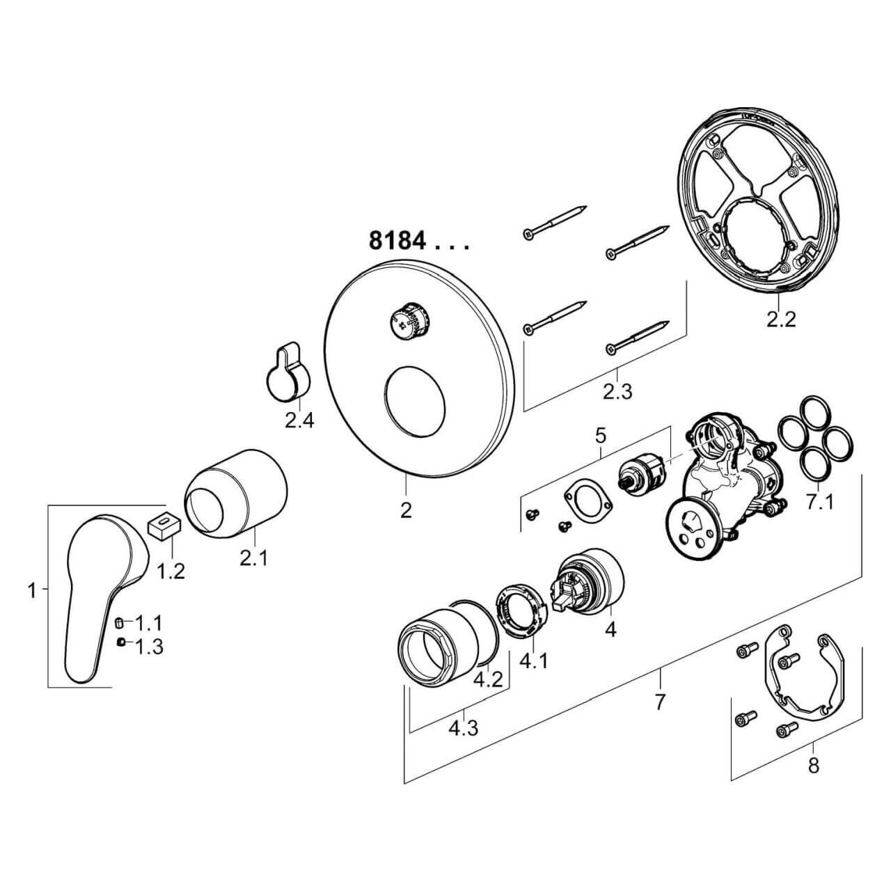 Hansa Badarmatur Hansamix Chrom, UP-Wannen-Einhebelmischer Fertigmontageset (81849083)