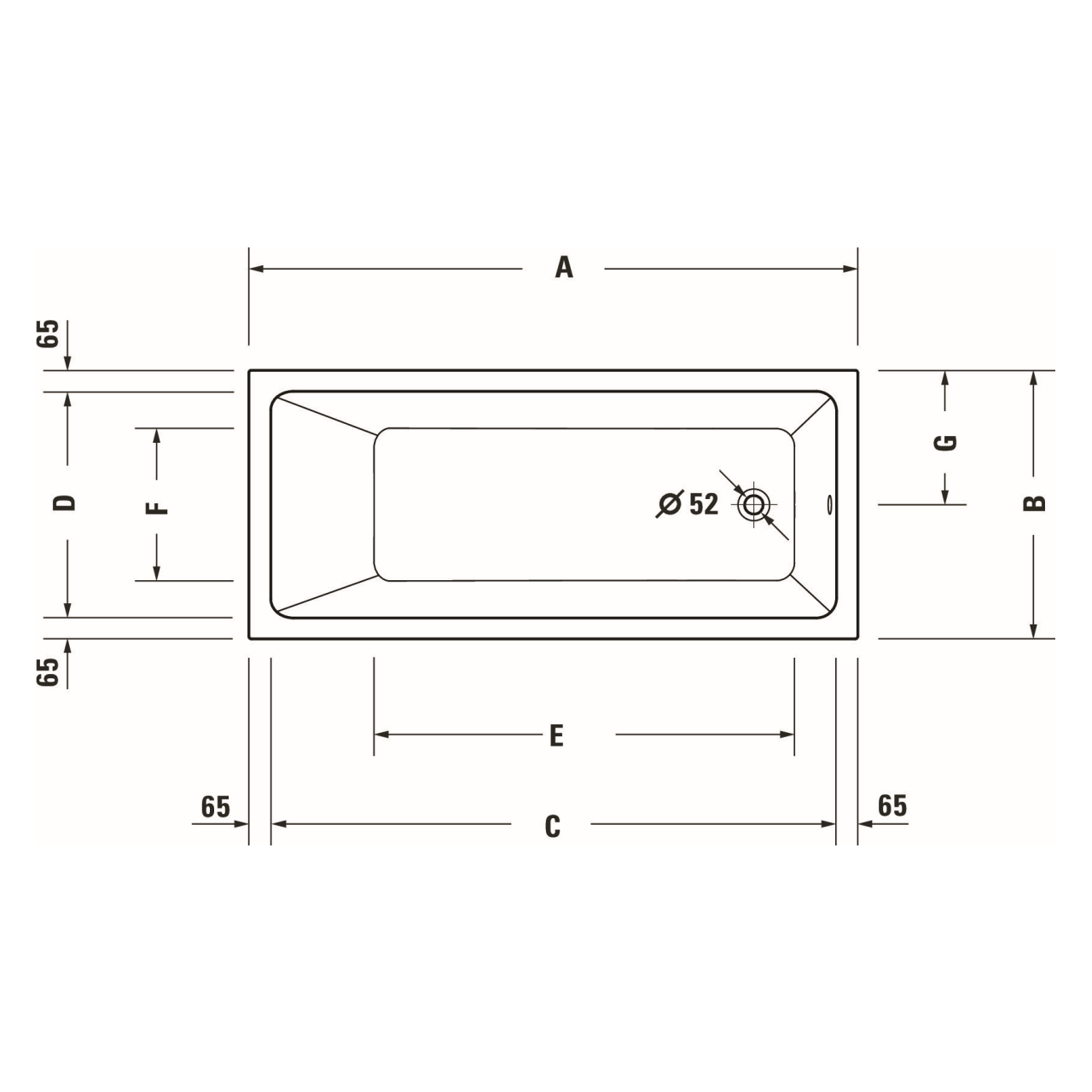 Duravit Rechteck-Badewanne No.1 180x80 cm Weiß mit Rückenschräge (700491000000000)