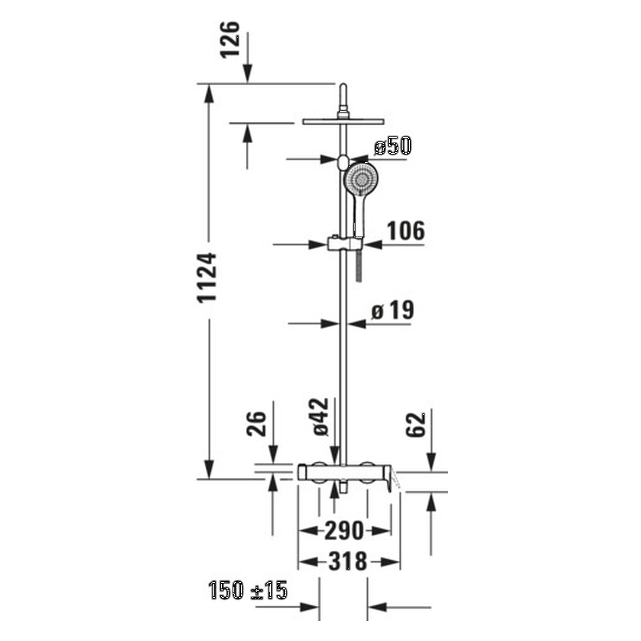 Duravit Duschsystem Wave 442 mm Chrom (WA4280007010)