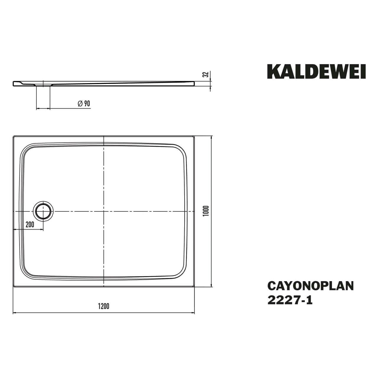Kaldewei Duschwanne Cayonoplan 120x100x1,8 cm Weiß (375700010001)