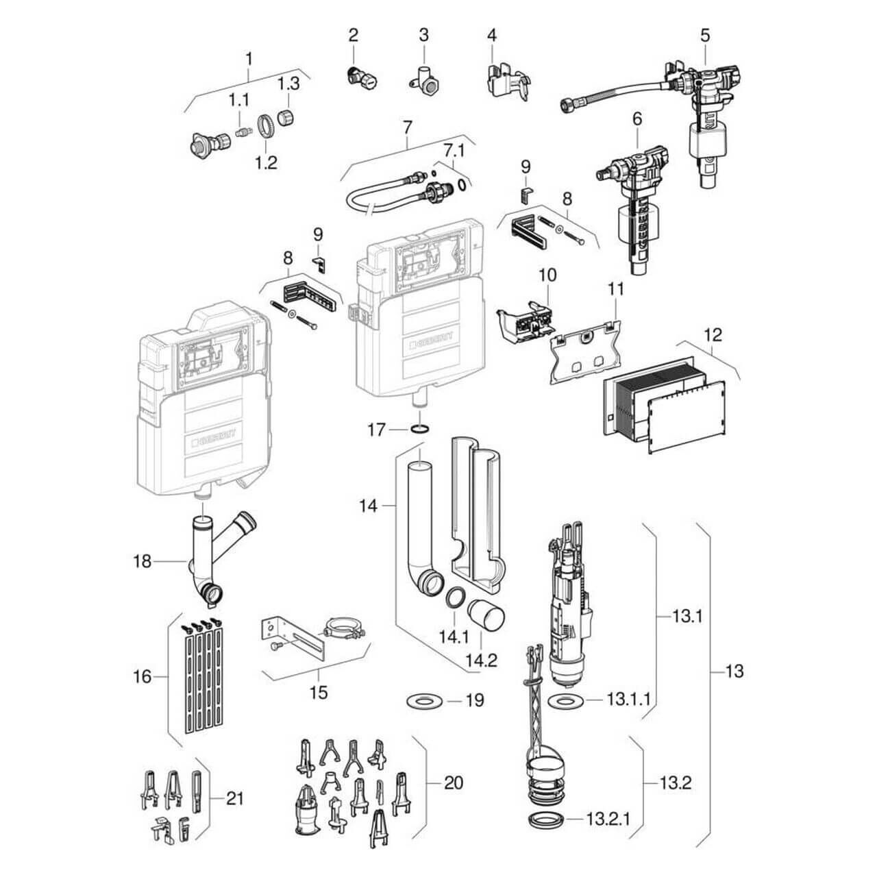Geberit Wand-WC-Element Duofix BH 112 cm mit UP-Spülkasten 12 cm (111300005)