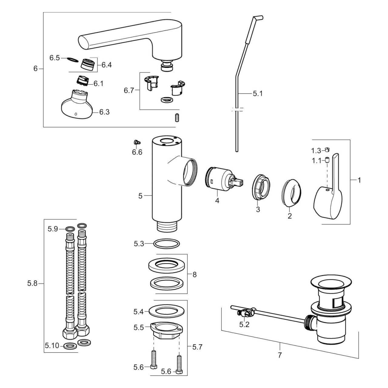 Hansa Waschtischarmatur Hansaronda Chrom DN 15 (55262203)