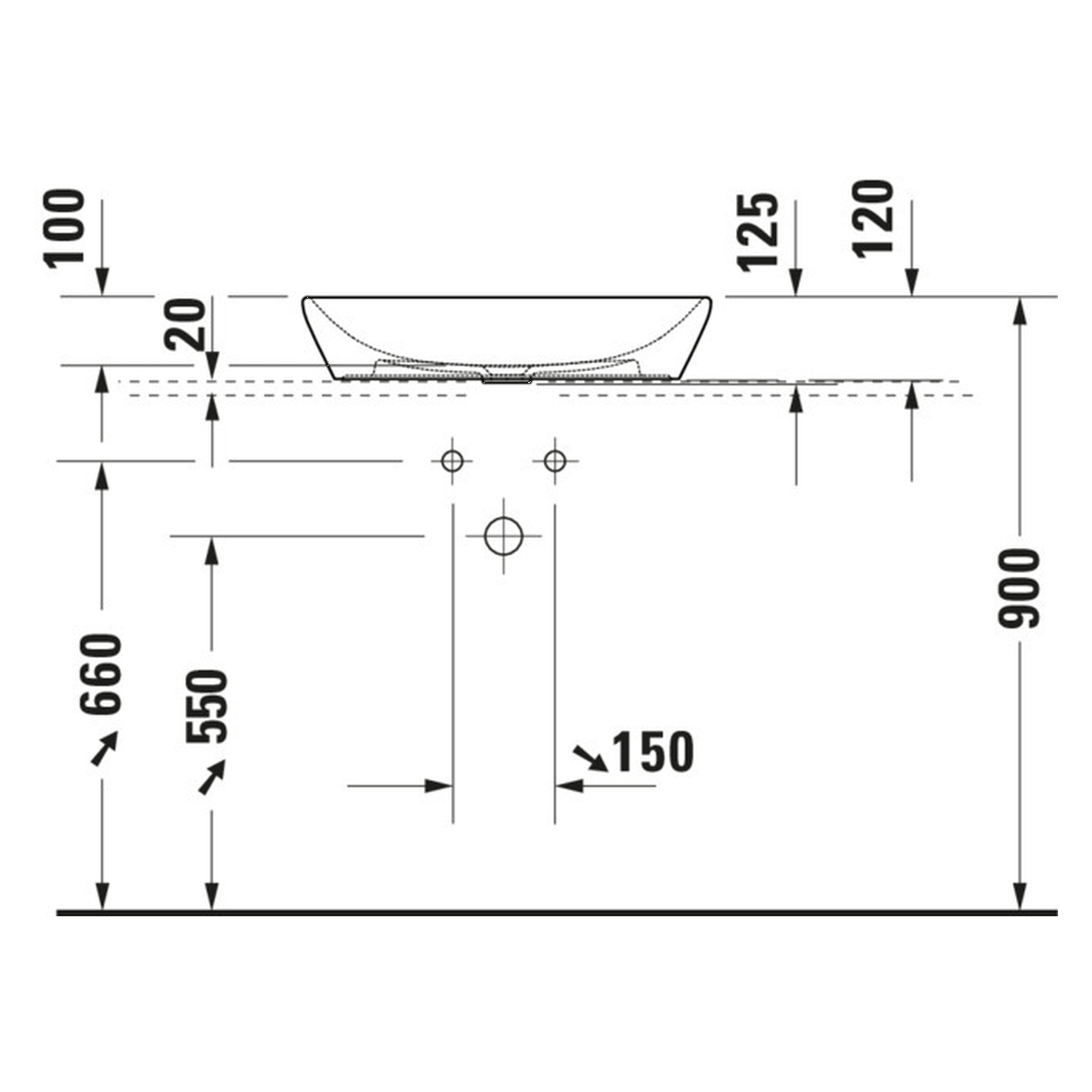 Duravit Aufsatzwaschtisch D-Neo 60x40 cm Weiß ohne Hahnloch (2372600070)