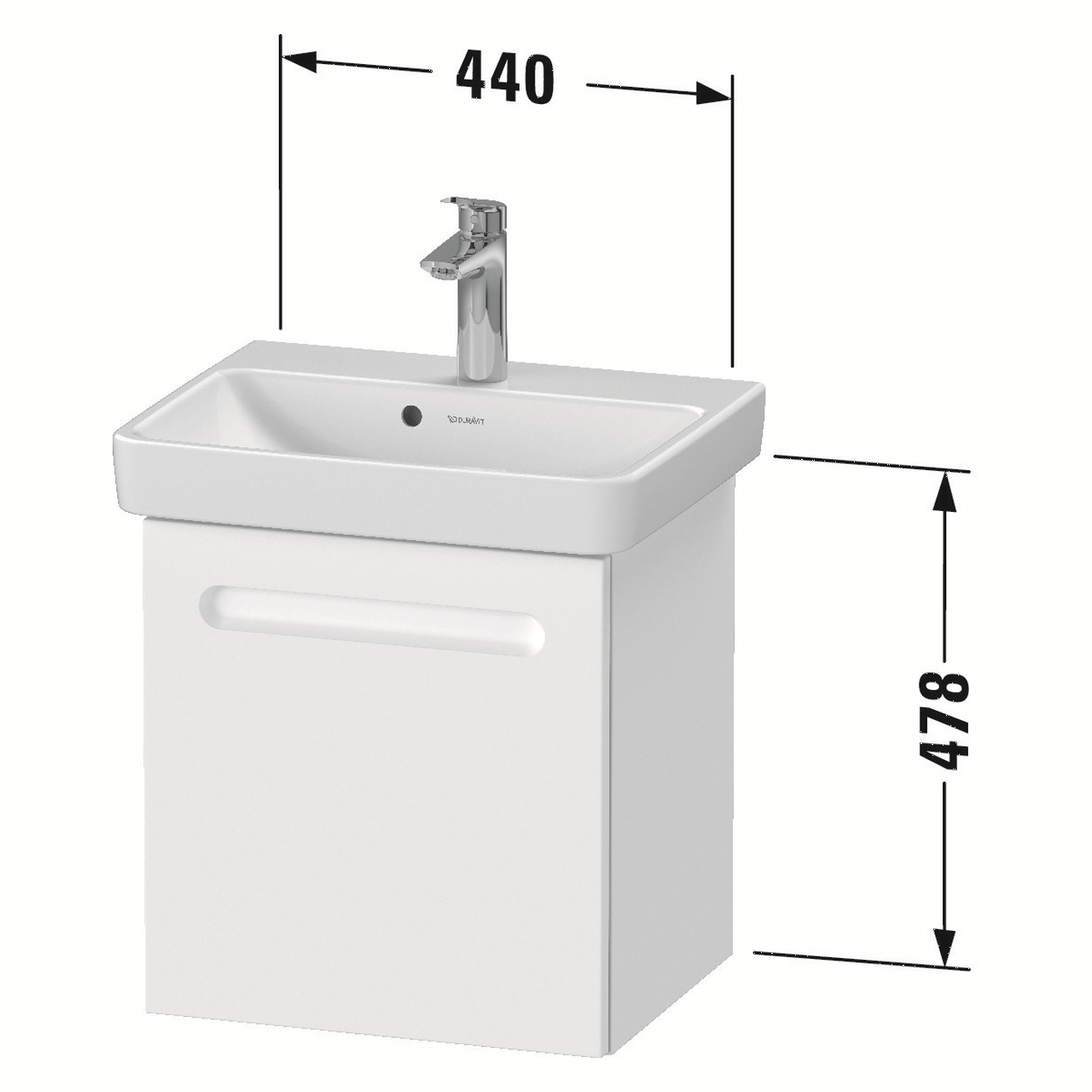 Duravit Waschtischunterschrank No.1 44x38,6x47,8 cm Weiß Matt Tür rechts (N14267R18180000)