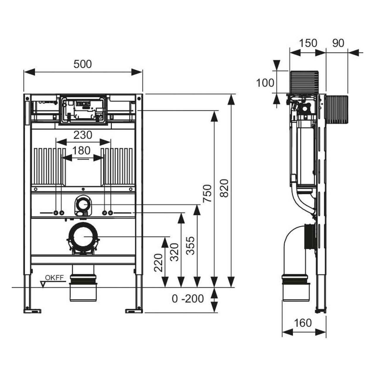 Tece WC-Modul Teceprofil BH 820 mm mit Spülkasten (9300301)
