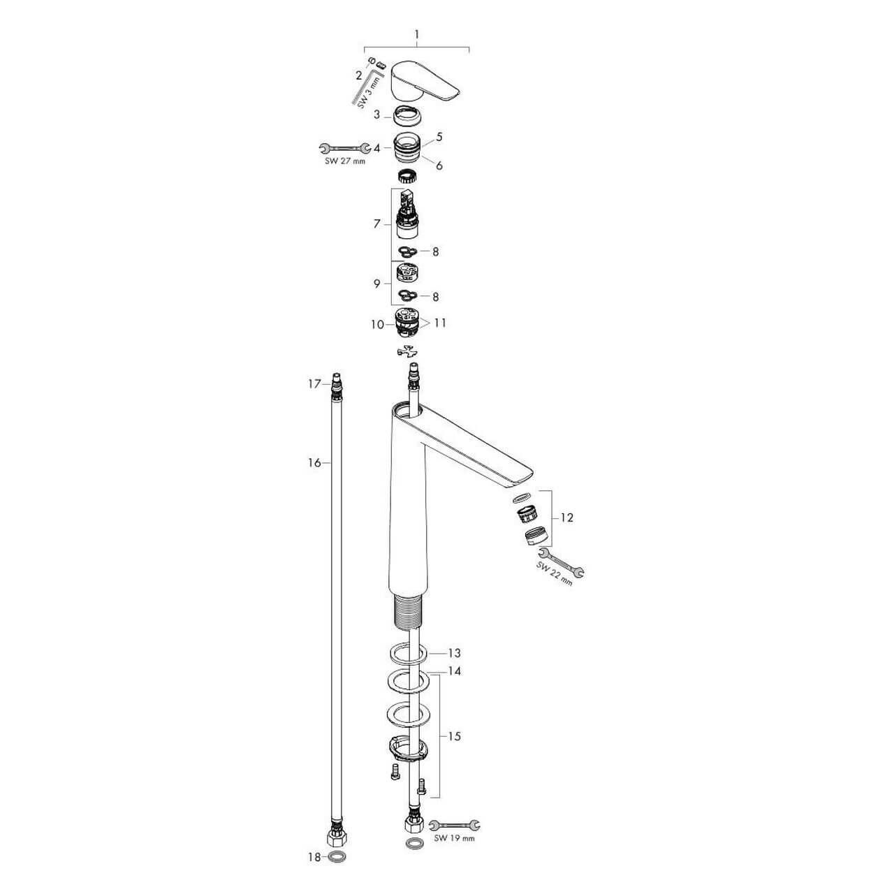Hansgrohe Waschtischarmatur Talis E 240 Matt Schwarz (71717670)