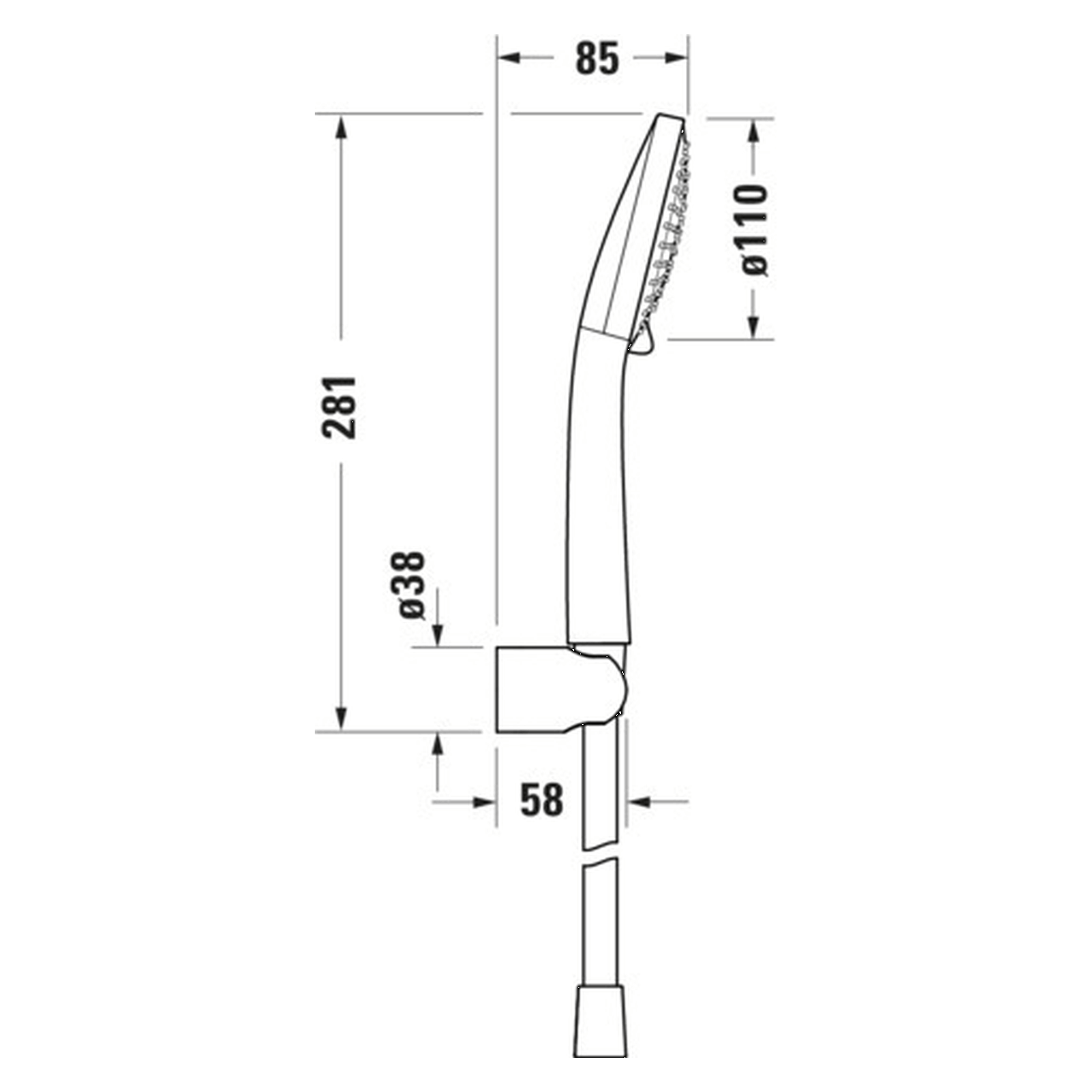 Duravit Brausehalterset MinusFlow mit Handbrause und Schlauch Chrom (UV0712002010)