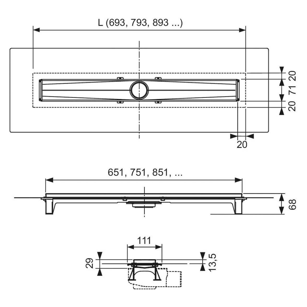 Tece Duschrinne Evo Tecedrainline 800 mm Edelstahl (600802)