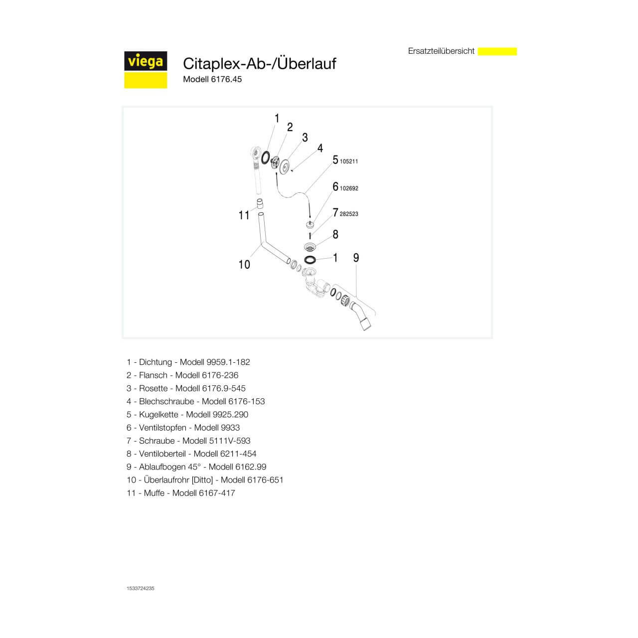 Viega Ab-/Überlaufgarnitur Citaplex Chromnickelstahl (101947)