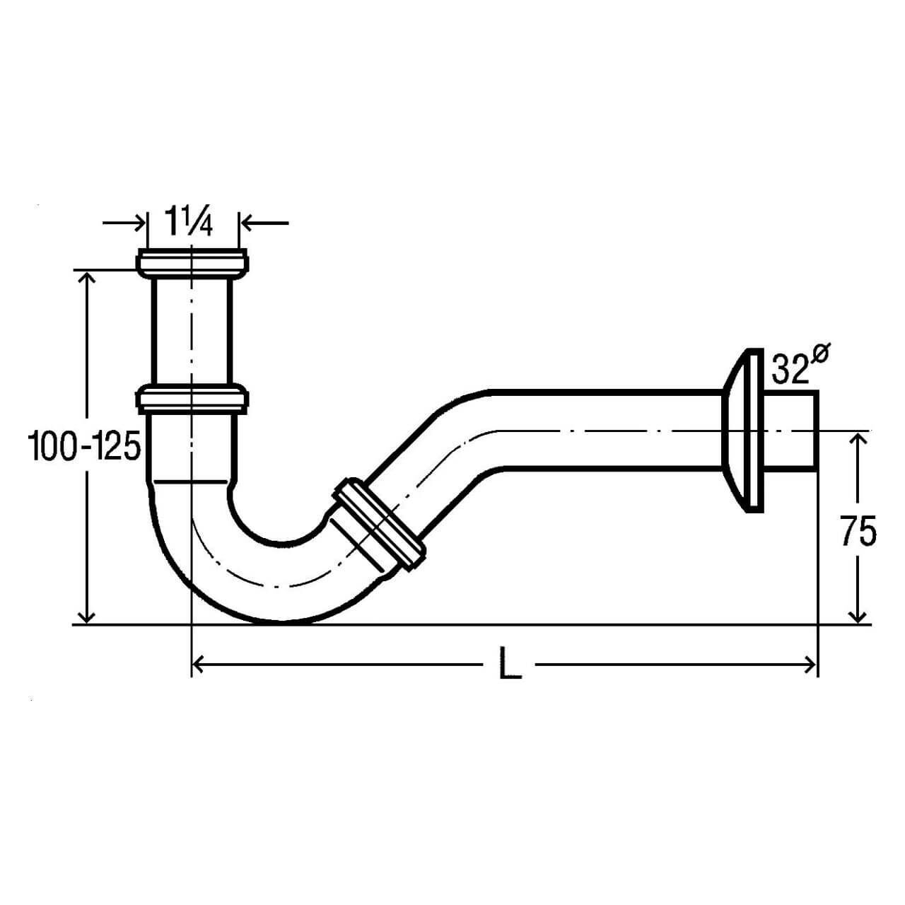 Viega Bidet-Röhrengeruchsverschluss verchromt G1 1/4 x 32 mm (103781)