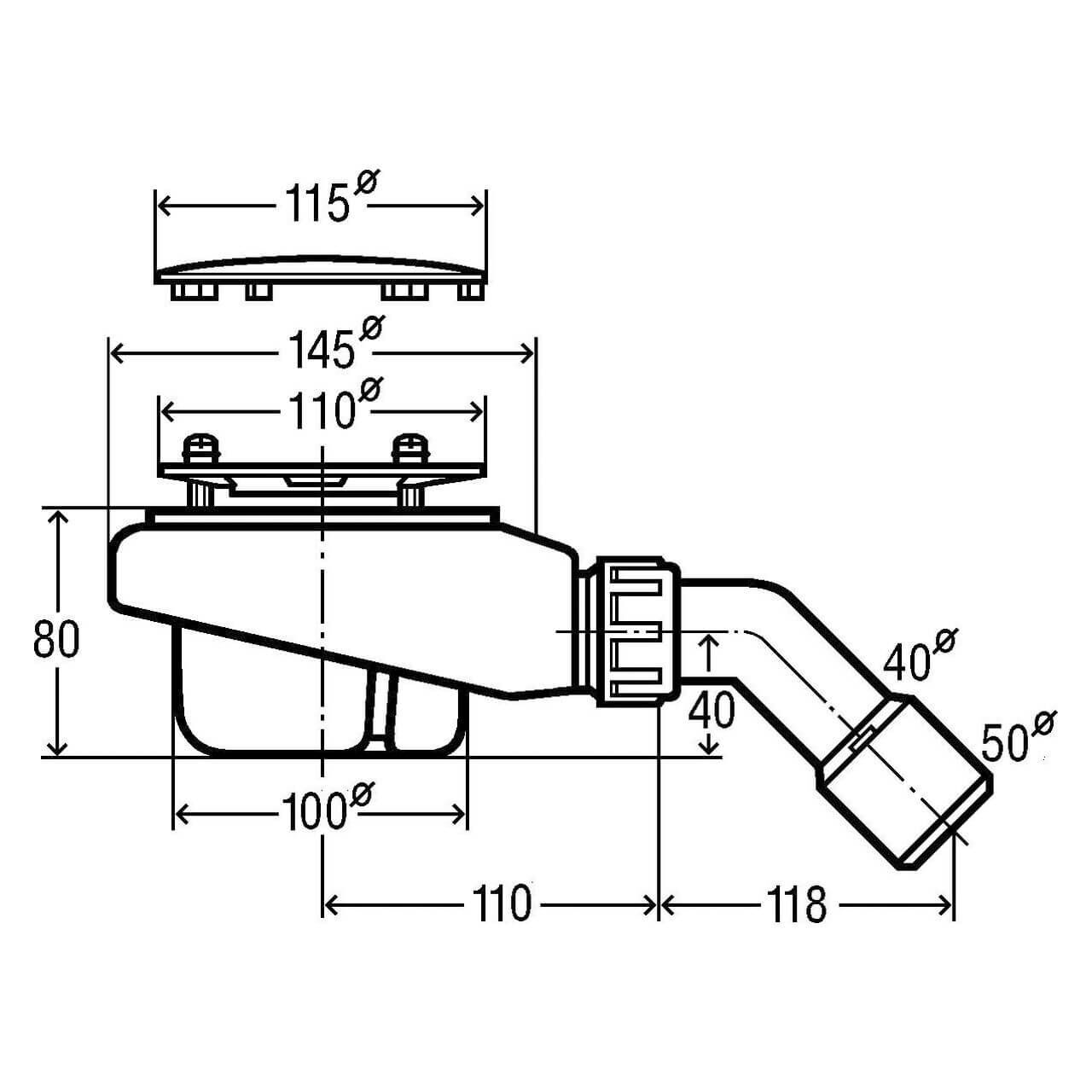 Viega Ablaufgarnitur Tempoplex 6961 Ø 115 mm verchromt Kunststoff (575601)