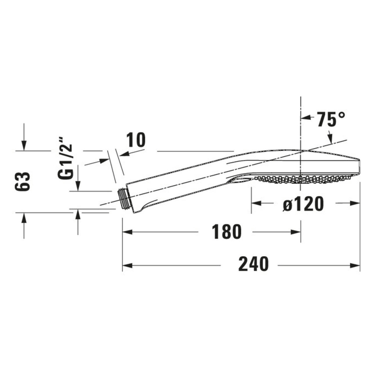 Duravit Handbrause 3jet Click 120 Chrom/Weiß 240 mm (UV0650017010)
