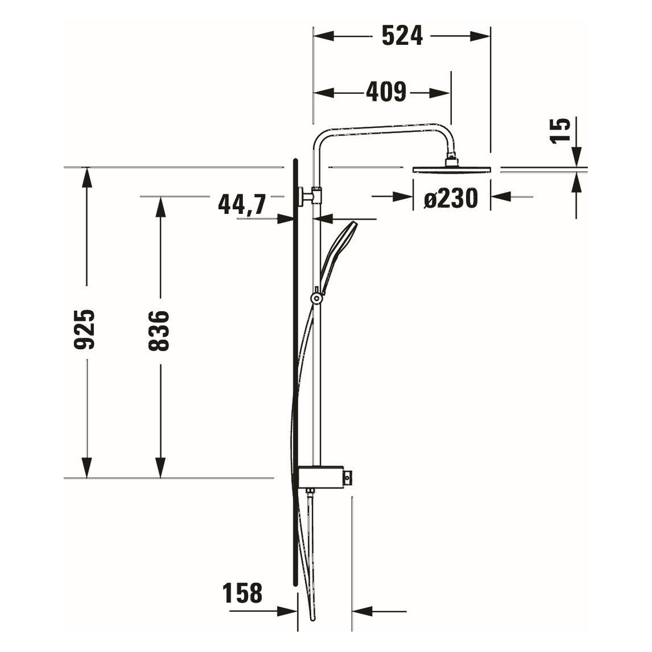 Duravit Duschsystem Shelf 1050 MinusFlow mit AP-Thermostat Weiß (TH4382008005)