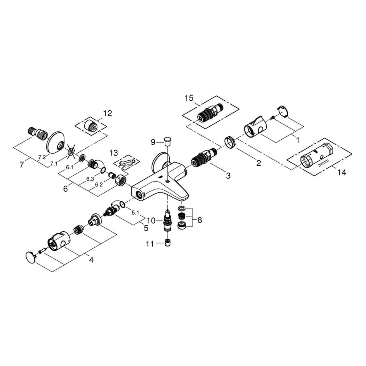 Grohe Wannenthermostat Grohtherm 800 1/2 Wandmontage Chrom (34567000)