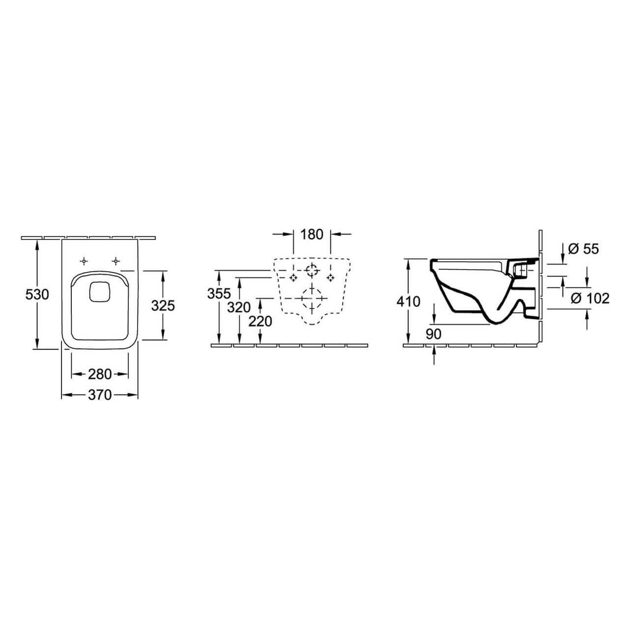 Villeroy & Boch Combi-Pack-Wand-Tiefspül-WC eckig Architectura DirectFlush C-Plus Weiß (5685HRR1)