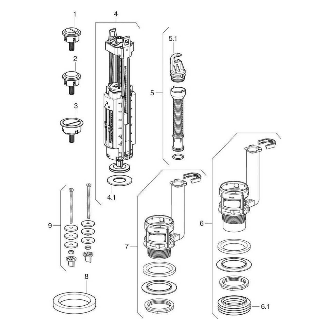 Geberit Spülventil Typ 290 für 2-Mengen-Spülung Hochglanz-verchromt (282350212)