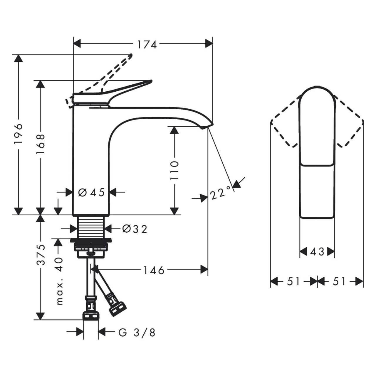 Hansgrohe Waschtischarmatur Vivenis Chrom (75022000)