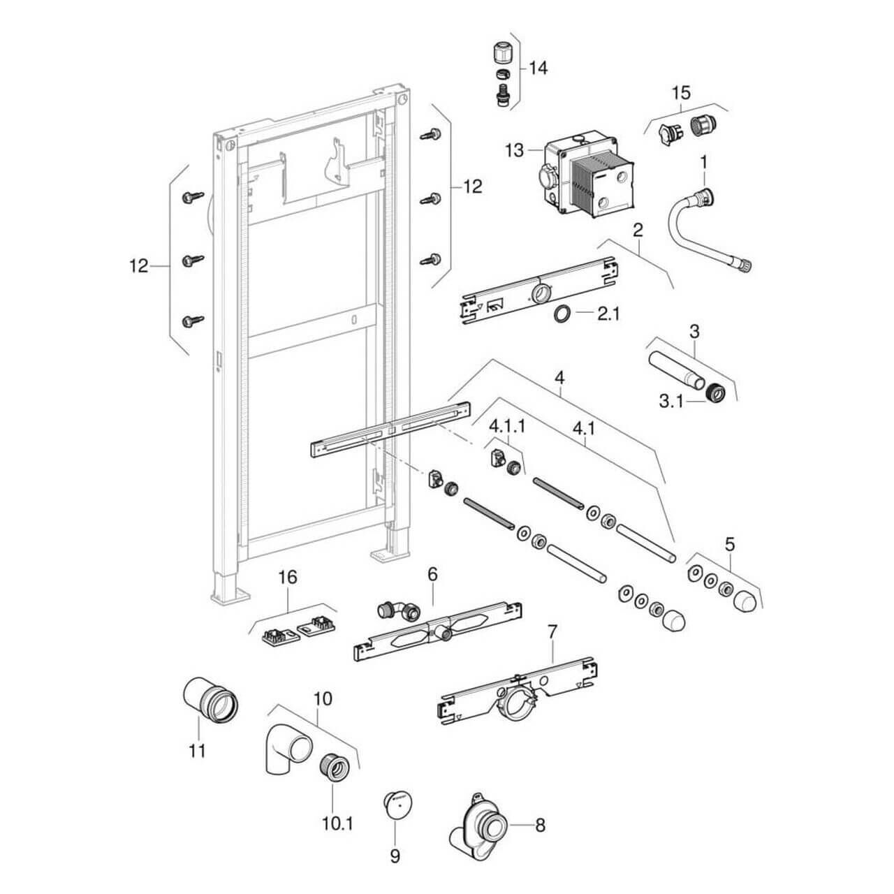 Geberit Urinalelement Duofix 112–130 cm Universell für Trockenbau (111616001)