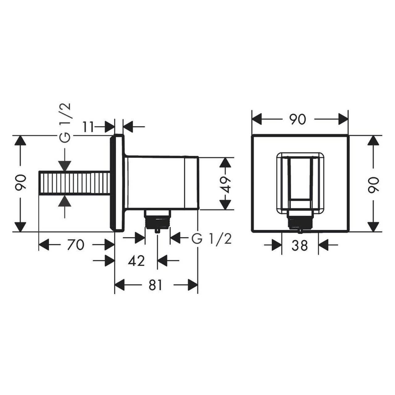 Hansgrohe Wandanschluss Fixfit E Schwarz mit Halter (26889670)