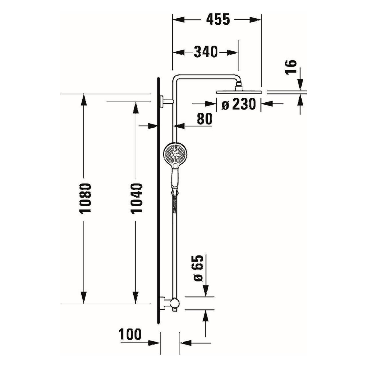 Duravit Duschsystem C.1 350 mm mit Thermostat Schwarz Matt (C14280008046)