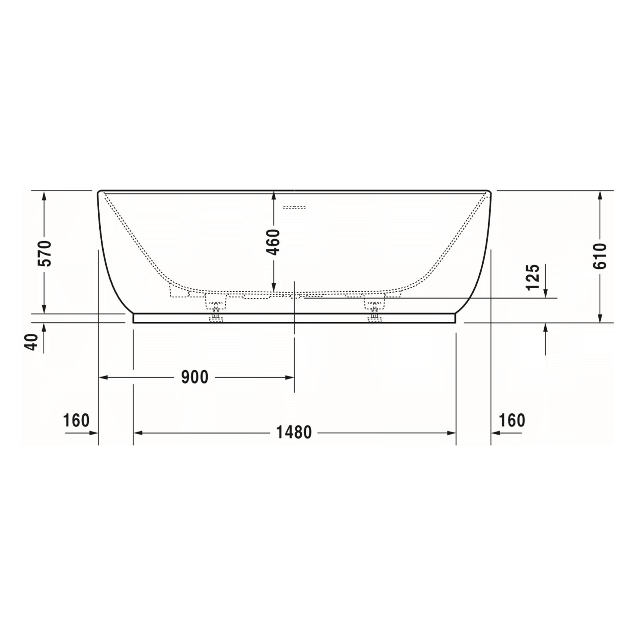 Duravit Oval-Badewanne Luv 180x85x46 cm freistehend matt Weiß (700434000000000)