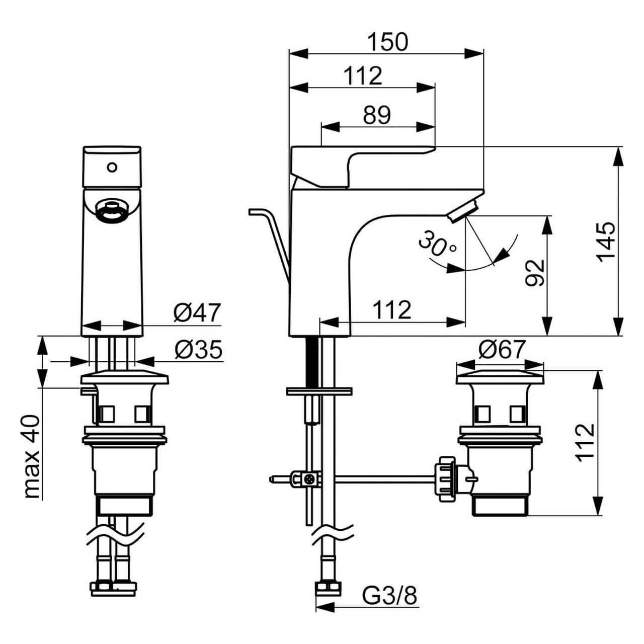 Hansa Waschtischarmatur Hansabasic XL Chrom DN 15 mit Ablaufgarnitur (55502203)