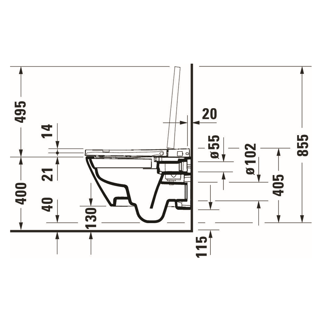 Duravit Kompakt-Dusch-Tiefspül-WC D-Neo, Rimless, HygieneGlaze, mit Fernbedienung und Sitzheizung (654000012004300)