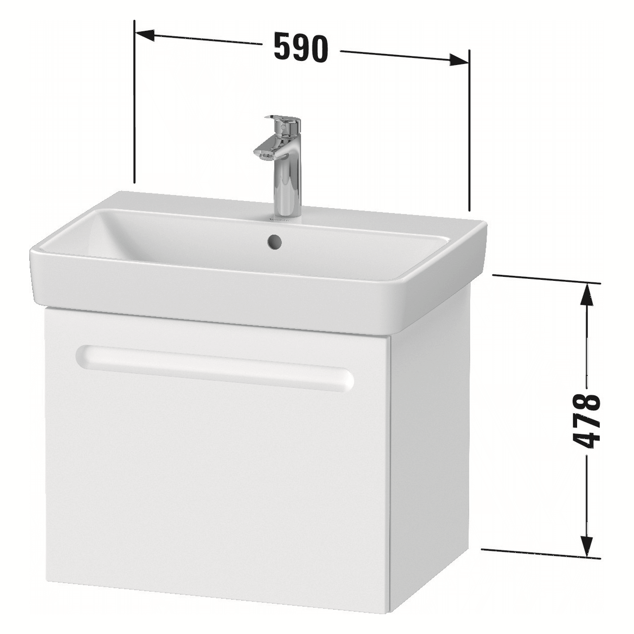 Duravit Waschtischunterschrank No.1 59x42,6x47,8 cm Weiß Matt 1 Auszug (N14282018180000)