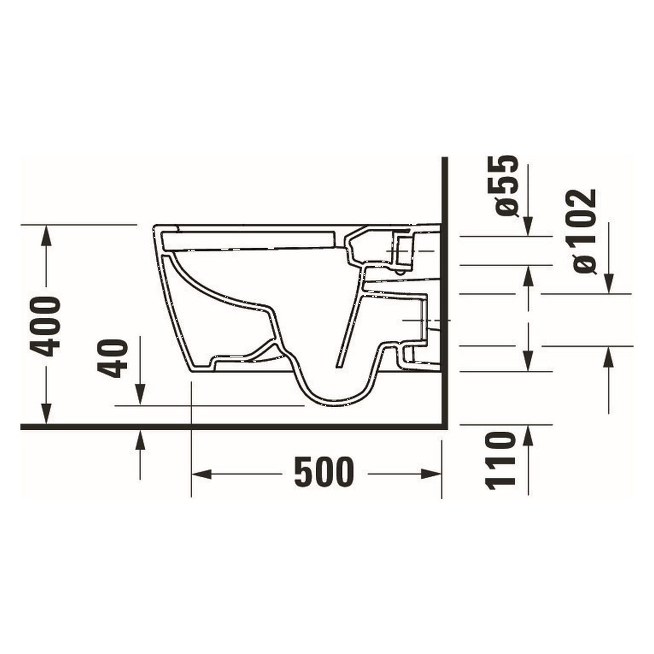 Duravit Wand-Tiefspül-WC HygieneFlush Me by Starck 37x57 cm HygieneGlaze Weiß Seidenmatt (2579099000)